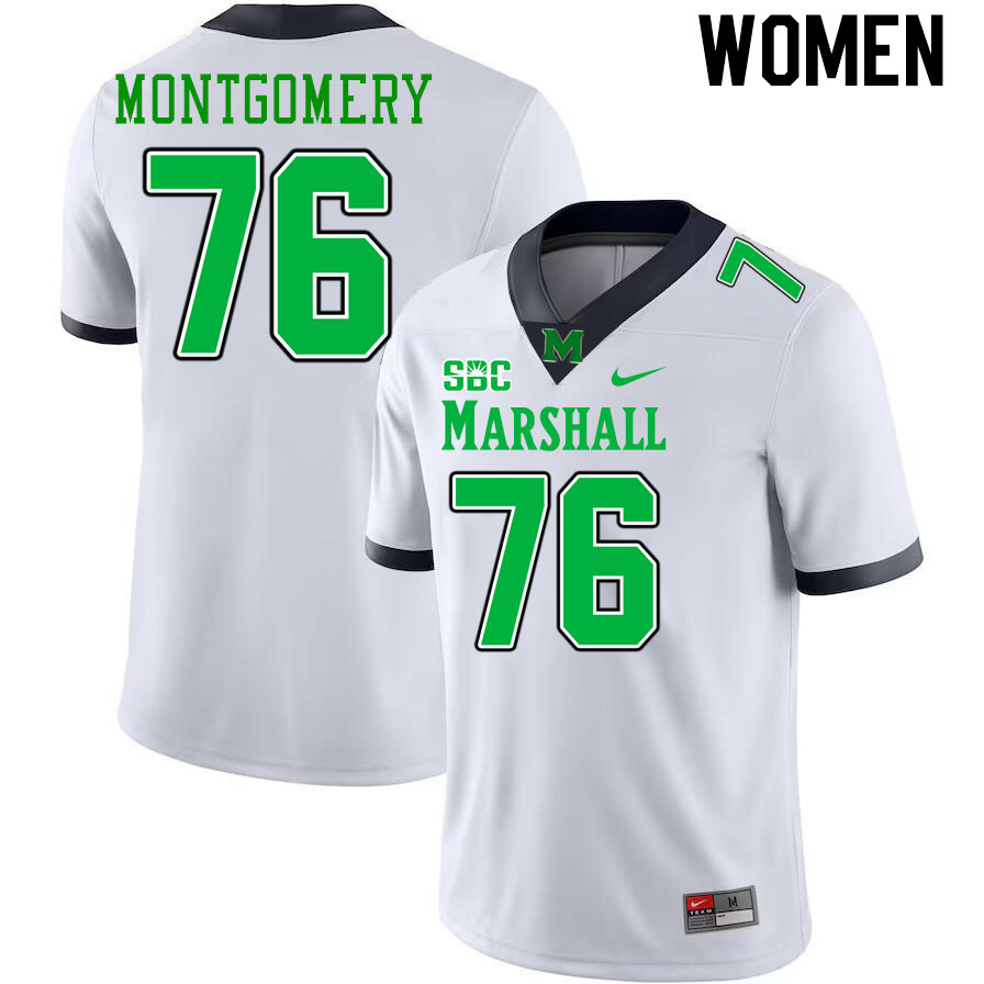 Women #76 Tariq Montgomery Marshall Thundering Herd SBC Conference College Football Jerseys Stitched